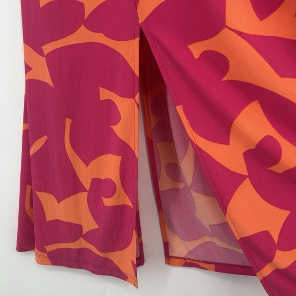 Bar lll Halter Maxi Dress Pink Orange Abstract Floral Sleeveless Resort Size S - Picture 5 of 10